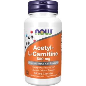 NOW NOW Acetyl L-Carnitine 500mg, 50 Veg Capsules - fitnesdobavki - 23,27 лв