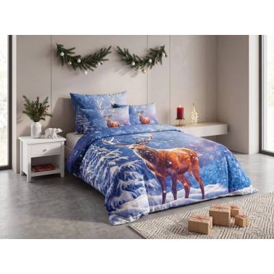 Textilomanie 3D bavlna obliečky FROSTED DEER modré 40x50 70x90 140x200 40x45