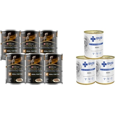 Purina Veterinary PVD NF Renal Function 6 x 400 g a Enzo Vet Renální dieta při onemocnění ledvin s hovězím masem 3 x 400 g