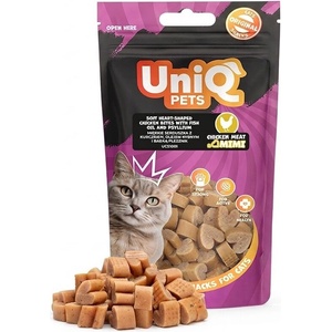 Uniq Pets Cat Snacks Mimi Anti-Hairball Soft Hearts меки лакомства за котки с пилешко, 50 г