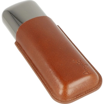 Angelo pouzdro na 2 doutníky kov kůže hnědé