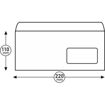Top Office Плик, DL, 110 x 220 mm, хартиен, с дясно прозорче (1560120210)