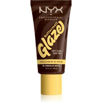 NYX Cosmetics Buttermelt Glaze озаряващ тониращ флуид SPF 30 цвят 10 Chocolate Buttaml