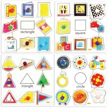 Bigjigs Toys - Комплект от 4 дървени пъзела - Формички 3 (BJ088)