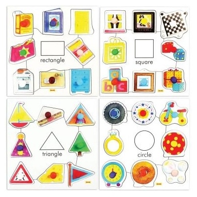 Bigjigs Toys - Комплект от 4 дървени пъзела - Формички 3 (BJ088)