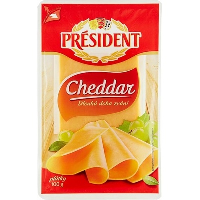 Président Cheddar plátky 100 g
