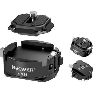 NEEWER GM34 camera quick release plate set, quick release automatic locking, square QR mounting plate with Arca clamp, compatible with Arca Swiss, camera clamp, maximum load 11lb/5kg (GM34)