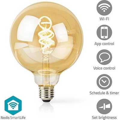 Nedis Wi-Fi Smart Bulb E27 4,9W LED žárovka , s vláknem, pro chytrý dům, E27, G125, 4,9W, 230V, 360lm, teplá až studená bílá, stm