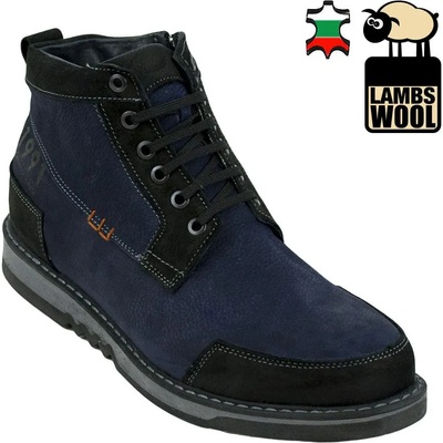 Български обувки Сини мъжки боти от естествена кожа 32705