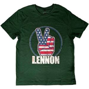 John Lennon Peace Fingers US Flag Green L Риза (JLTS04MGR03)