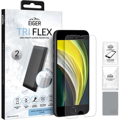 Eiger Eiger Tri Flex High-Impact Film Screen Protector (2 Pack) for Apple iPhone SE (2020)/8/7 in Clear (EGSP00611)