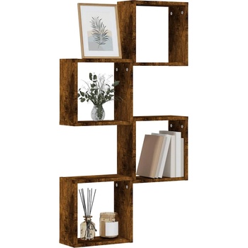 vidaXL Стенни кубични рафтове 4 бр. опушен дъб 30x15x30 cm (815880)