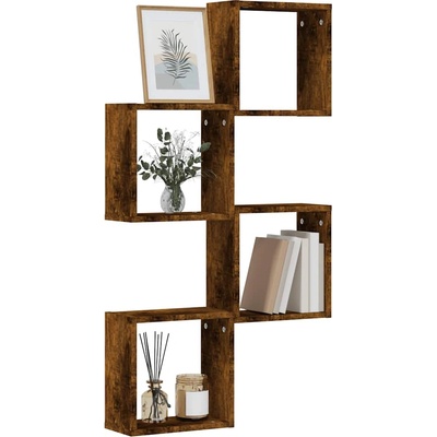 vidaXL Стенни кубични рафтове 4 бр. опушен дъб 30x15x30 cm (815880)