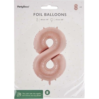 PartyDeco Balónek fóliový číslo 8 béžový 72cm