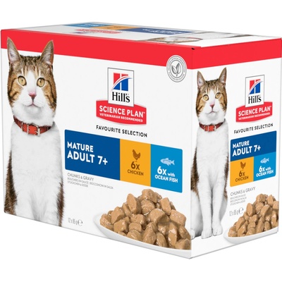 Hill's Science Plan Mature Adult 7+ kuře a rybí výběr 12 x 85 g