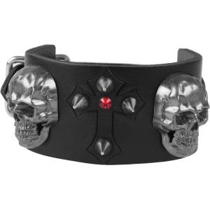 Leather & steel fashion гривна LEATHER & STEEL FASHION - Skull Cross Spike Red Krystal - LSF1 160