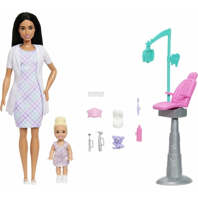 Mattel Barbie herní set povolání zubařka černovláska, JMK15