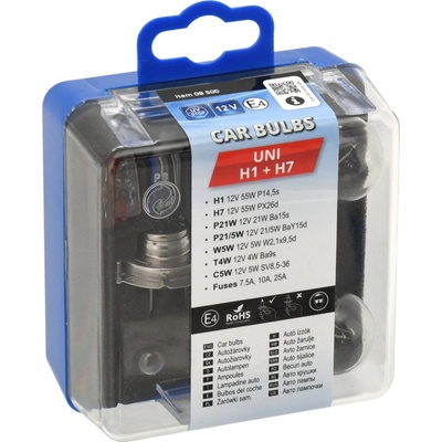 CAR BULBS Žárovky servisní box univerzální H7+H1