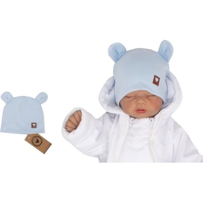 Z&Z Dvojvrstvová bavlnená čiapočka LOVE TEDDY sv. modrá