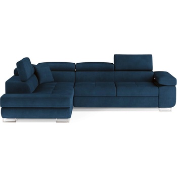 Eltap Син кадифен разтегателен ъглов диван с място за съхранение (ляв ъгъл L форма) Anton - ELTAP (An_64)