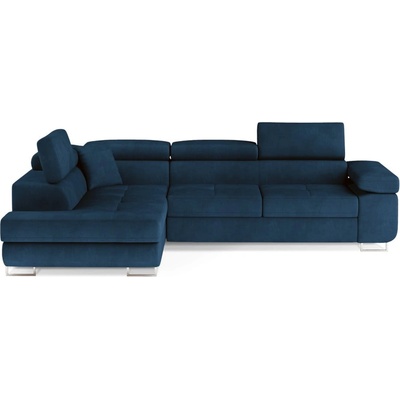 Eltap Син кадифен разтегателен ъглов диван с място за съхранение (ляв ъгъл L форма) Anton - ELTAP (An_64)