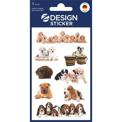 AVERY Стикер, хартия, 3 листа, 76x120 mm, AVERY ZWECKFORM, "Z-Design No. 55972", кученца (55972)