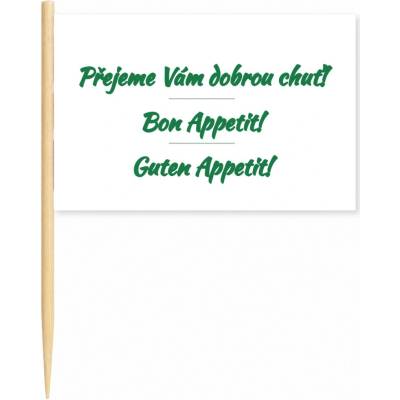 Vlajočka s prianím dobrej chuti-3 jazyky - 3 x 2 cm - min 100 ks
