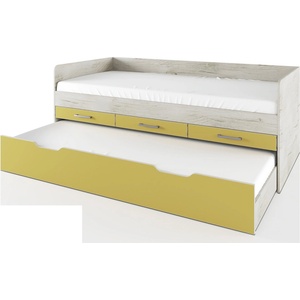 Bogdan Furniture I Легло Сандвич Mod 2034, Дъб пиемона/Горчица, с включени 2 броя Еднолицеви Матраци 90/200