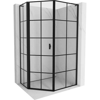 Mexen Mist L асиметрична лява душ кабина с петостенен дизайн 80 x 100 см, черна (8A8L-080-100-70-77-L)