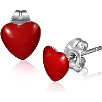 Šperky eshop puzetové náušnice z chirurgickej ocele lesklé červené srdce Q3.19
