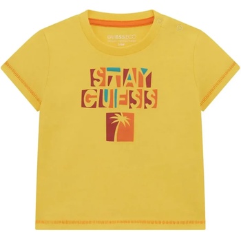 GUESS Тениска в цвят ананас с червено-тюркоазен надпис Stay Guess за бебе момче