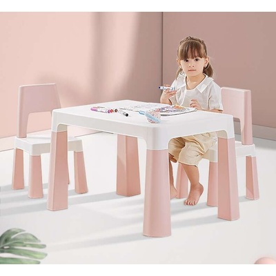 Pepita Dodo Маса + 2 бр. столове - розово-бяло (8817-Pink-white)