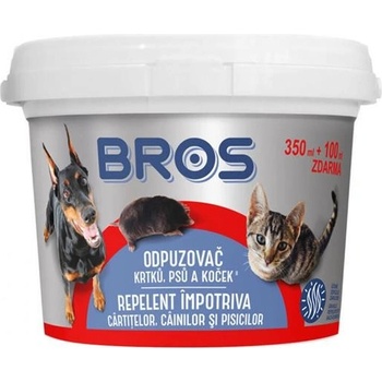 Odpudzovač BROS krtkov psov a mačiek 350ml + 100ml