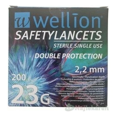 Wellion SafetyLancets 23G 2,2 mm 200 ks lancet