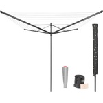 Brabantia Външен простор Brabantia Lift-O-Matic 1003467, 50 м, Регулируема височина, Метален шиш за вкопаване, Калъф, Торба с щипки, Резистентен на корозия, Черен (1003467)