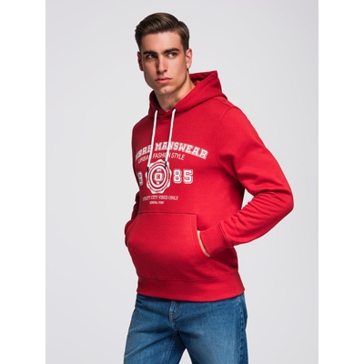 Ombre Clothing Мъжки суитшърт с качулка и университетски печат - червен V1 B1714 Ombre Clothing Ombre Clothing | Cherven | МЪЖЕ | S