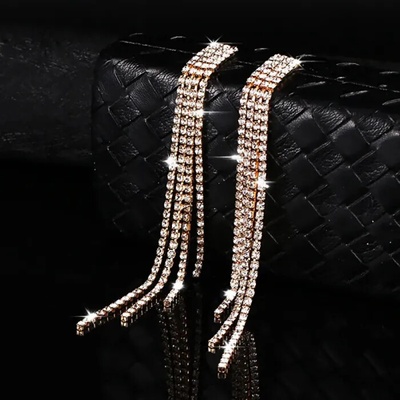 Fashion Jewelry Visací náušnice štrasové zlaté EA341
