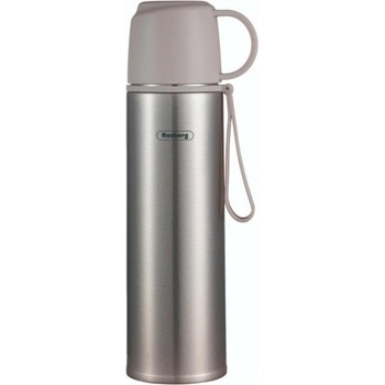 Rosberg Термос Rosberg R52010F gray, 0.5л. , неръждаема стомана, двуслойна вакуумна изолация, капак чаша, сив (R52010F gray)