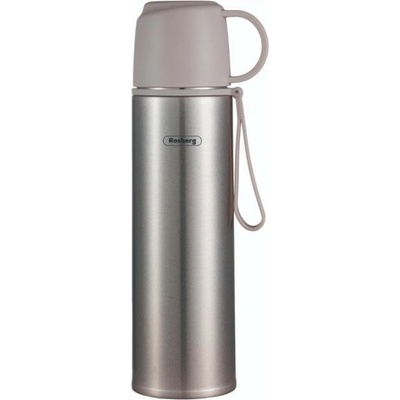 Rosberg Термос Rosberg R52010F gray, 0.5л. , неръждаема стомана, двуслойна вакуумна изолация, капак чаша, сив (R52010F gray)