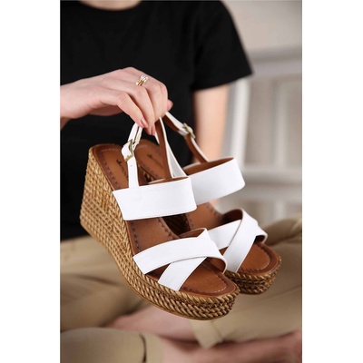 Moda Trend Дамски сандали с платформа - Бели 302565 (302565_Бяло)