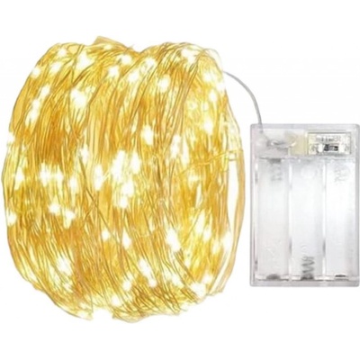 Senzanakupy Vánoční mikro řetěz na baterie 10 m 100 LED s časovačem, teplá bílá