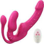 SuperLove Triple Delight Strapless Triple Motor Vibrating Strap-On with Remote Pink