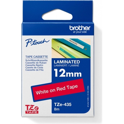páska BROTHER TZ435 biele písmo, červená páska Tape (12mm) (TZE435)