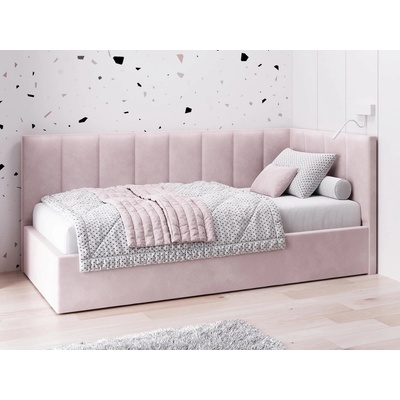 AMI Nábytek Tom s roštem a úložným prostorem Růžový Velvet