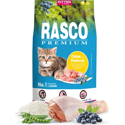 Rasco Premium Cat Kitten kura a čučoriedky 0,4 kg