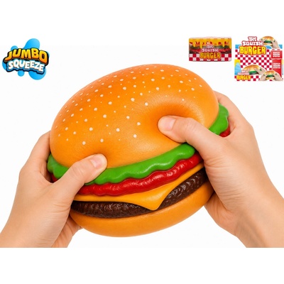 Strečový jumbo hamburger 12x12x5,5 cm Mega squeeze