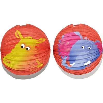 Wiky Papierový lampión v tvare gule, žirafa/slon, pr25 cm
