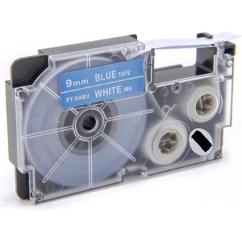 Pro Casio Съвместима лента с Casio XR-9ABU 9mm x 8m бял печат / син фон (XR9ABU)