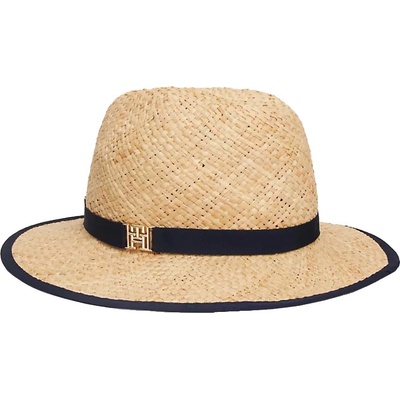 Tommy Hilfiger Beach Summer Straw Fedora Hat AW0AW16044 Écru