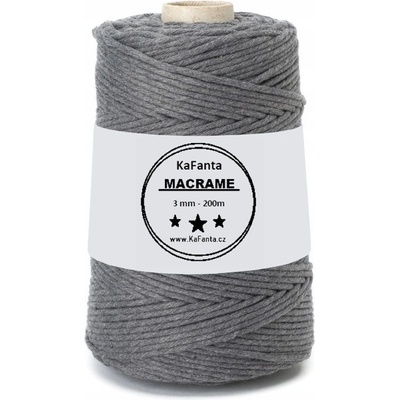 Macrame příze KaFanta PREMIUM 3mm/200m - anthracite